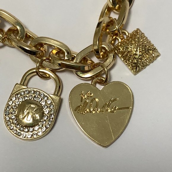 MICHAEL KORS Stainless Steel Keychain and Heart Charm Chain Link Bracelet - Picture 8 of 9